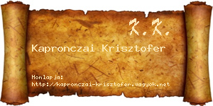 Kapronczai Krisztofer névjegykártya